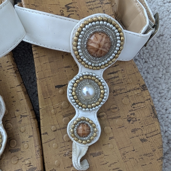 Vionic Adelie White Beaded Thong Comfort Orthotic Sandals Flip Flop Slides Sz 9 - Picture 6 of 10